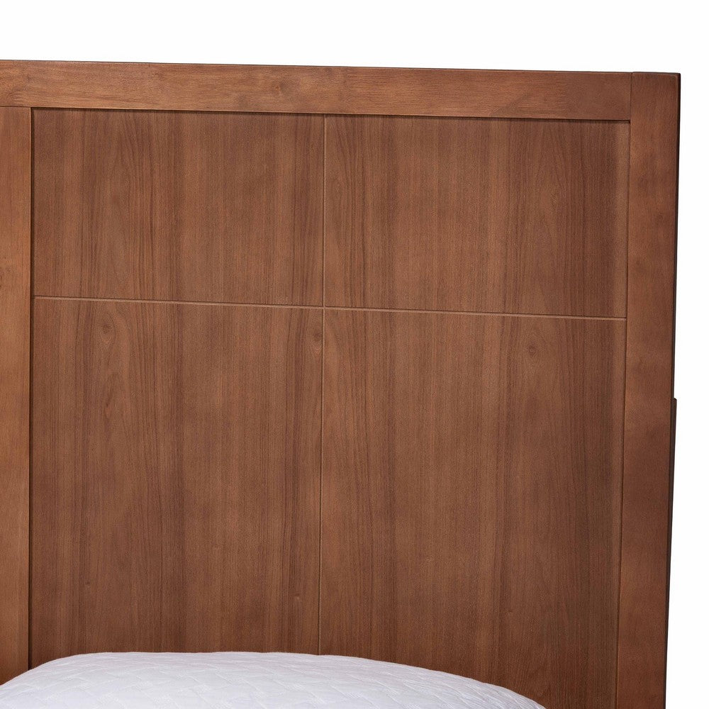Baxton Studio - Noela Queen Size Bed in Ash Walnut - Noela-Ash Walnut-Queen view 4