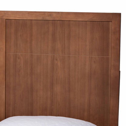 Baxton Studio - Noela Queen Size Bed in Ash Walnut - Noela-Ash Walnut-Queen view 4