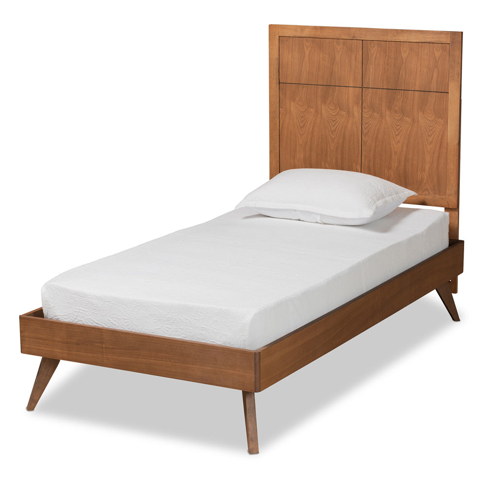 Baxton Studio - Noela Twin Size Bed in Walnut Brown - Noela-Ash Walnut-Twin view 1