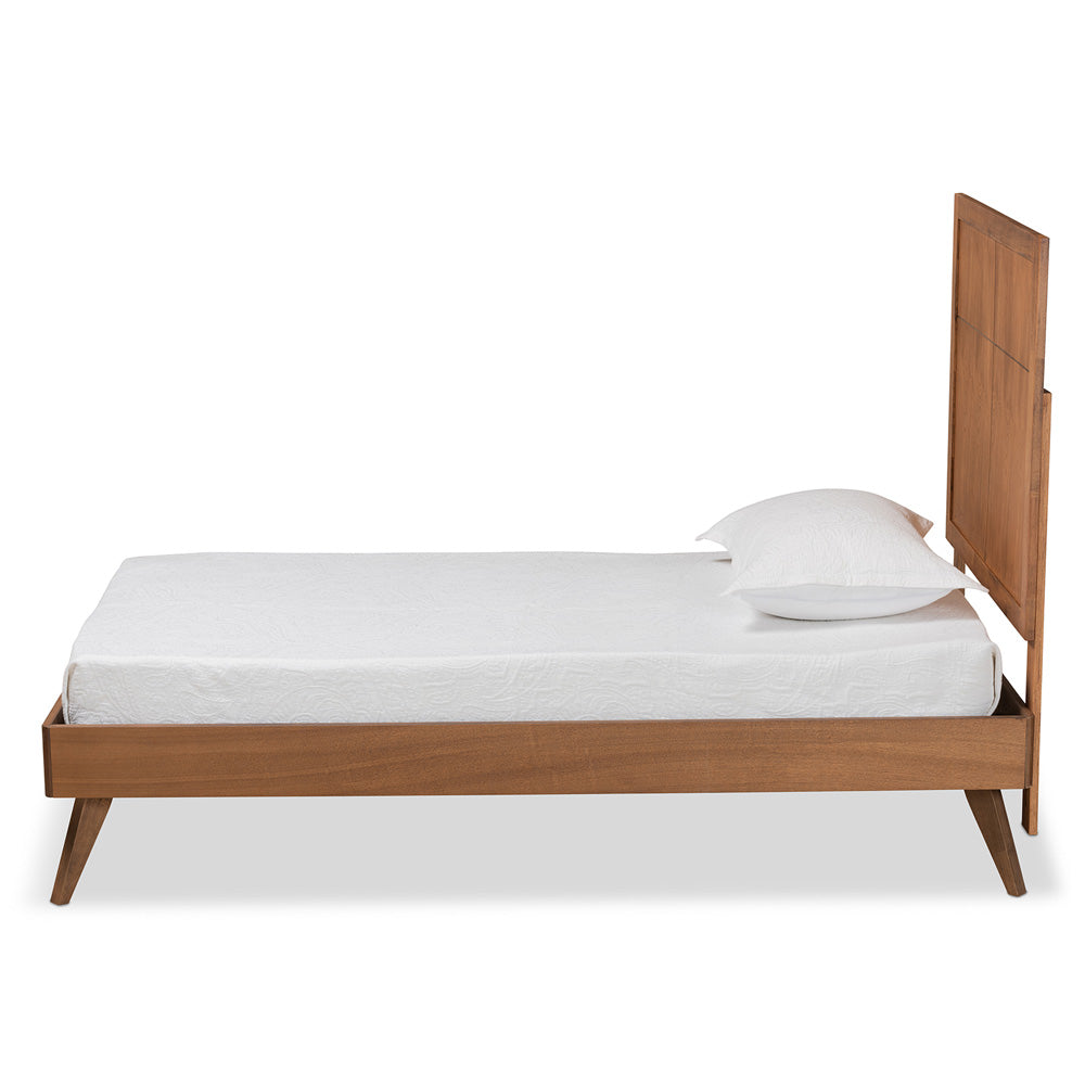 Baxton Studio - Noela Twin Size Bed in Walnut Brown - Noela-Ash Walnut-Twin view 2