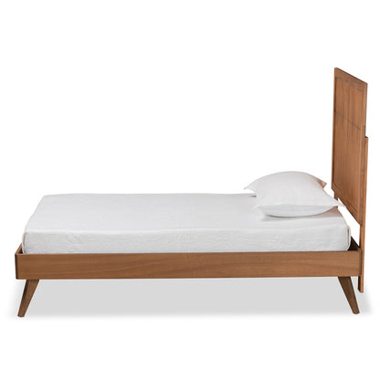 Baxton Studio - Noela Twin Size Bed in Walnut Brown - Noela-Ash Walnut-Twin view 2