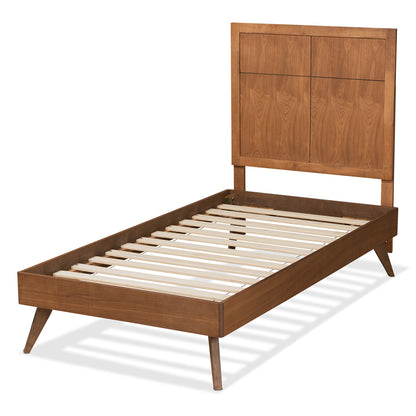 Baxton Studio - Noela Twin Size Bed in Walnut Brown - Noela-Ash Walnut-Twin view 3