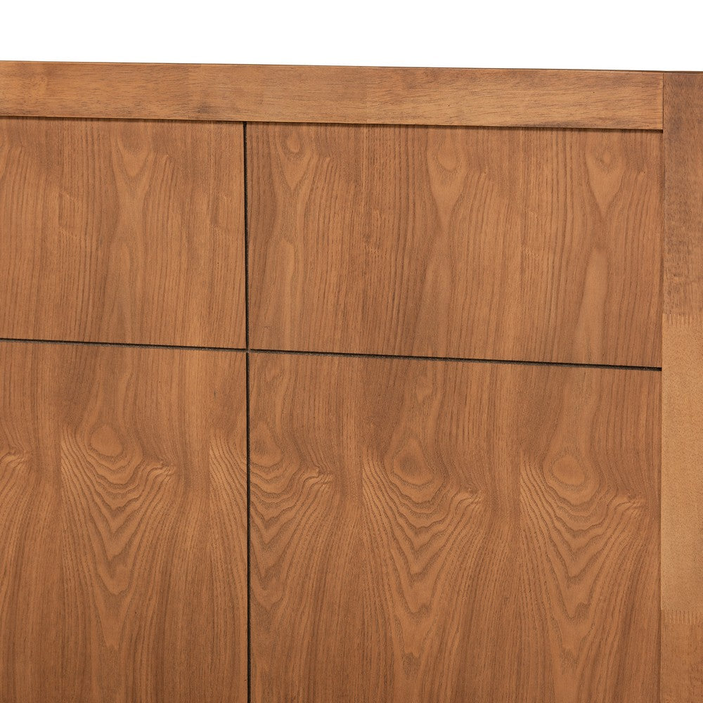 Baxton Studio - Noela Twin Size Bed in Walnut Brown - Noela-Ash Walnut-Twin view 4
