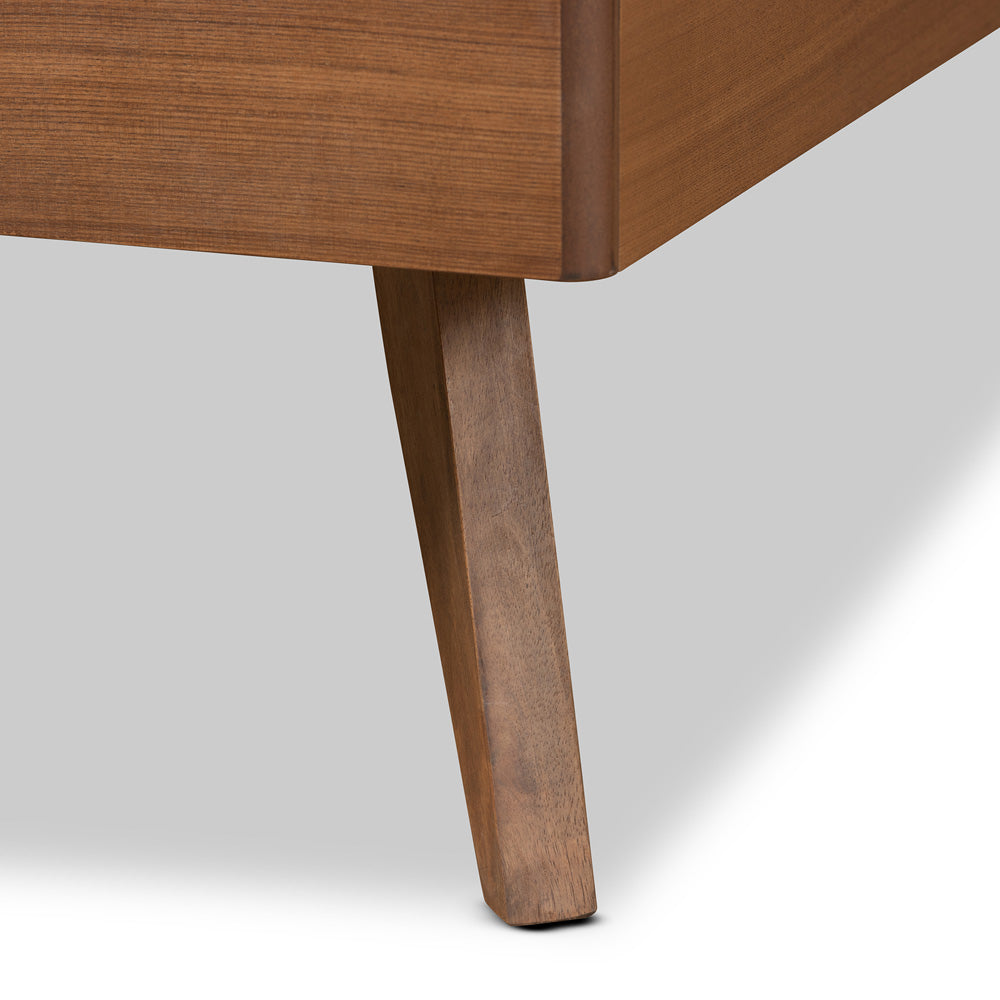 Baxton Studio - Noela Twin Size Bed in Walnut Brown - Noela-Ash Walnut-Twin view 5