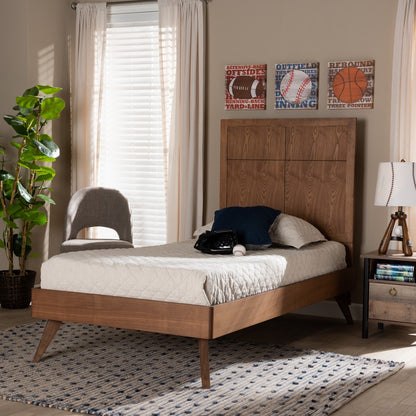 Baxton Studio - Noela Twin Size Bed in Walnut Brown - Noela-Ash Walnut-Twin view 6