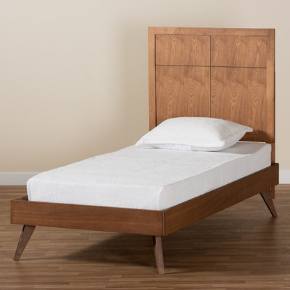 Baxton Studio - Noela Twin Size Bed in Walnut Brown - Noela-Ash Walnut-Twin view 7