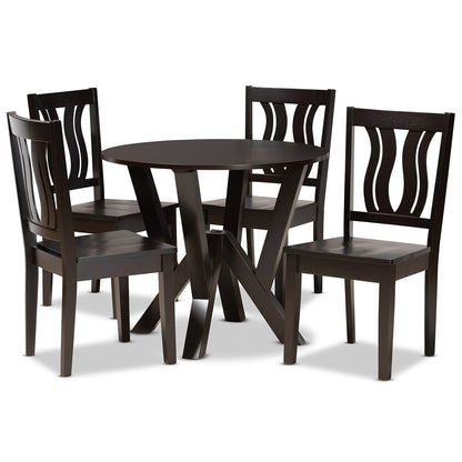 Baxton Studio - Noelia Dining Set in Dark Brown - Noelia-Dark Brown-5PC Dining Set view 1