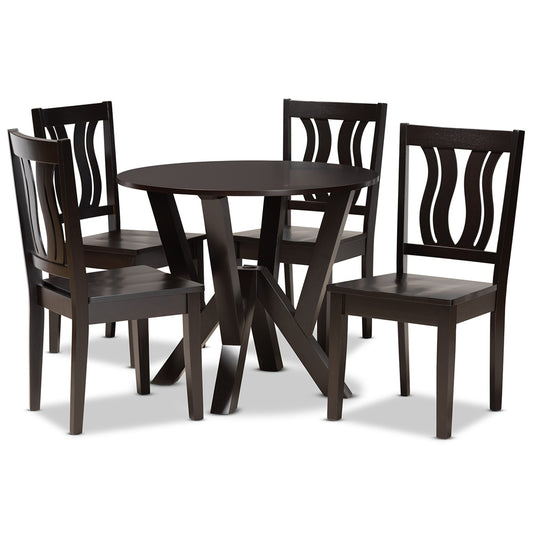 Baxton Studio - Noelia Dining Set in Dark Brown - Noelia-Dark Brown-5PC Dining Set view 1