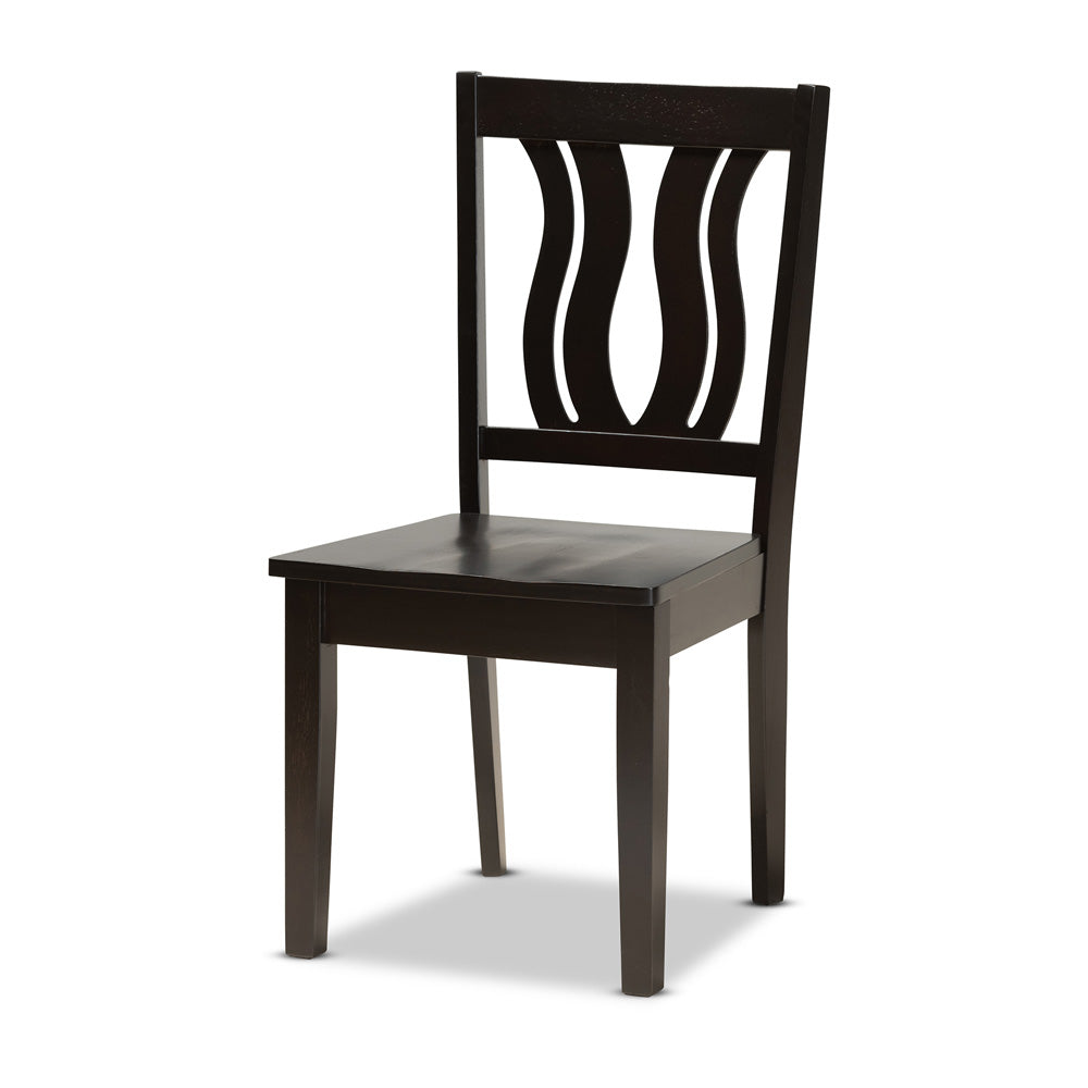 Baxton Studio - Noelia Dining Set in Dark Brown - Noelia-Dark Brown-5PC Dining Set view 2