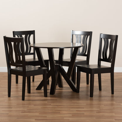 Baxton Studio - Noelia Dining Set in Dark Brown - Noelia-Dark Brown-5PC Dining Set view 8