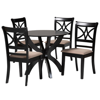 Baxton Studio - Noemi Dining Set in Beige/Dark Brown - Noemi-Sand/Dark Brown-5PC Dining Set view 1