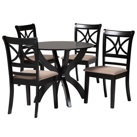 Baxton Studio - Noemi Dining Set in Beige/Dark Brown - Noemi-Sand/Dark Brown-5PC Dining Set view 1