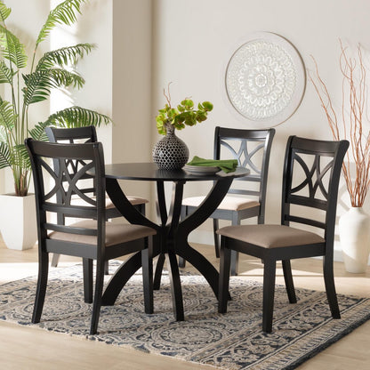 Baxton Studio - Noemi Dining Set in Beige/Dark Brown - Noemi-Sand/Dark Brown-5PC Dining Set view 8