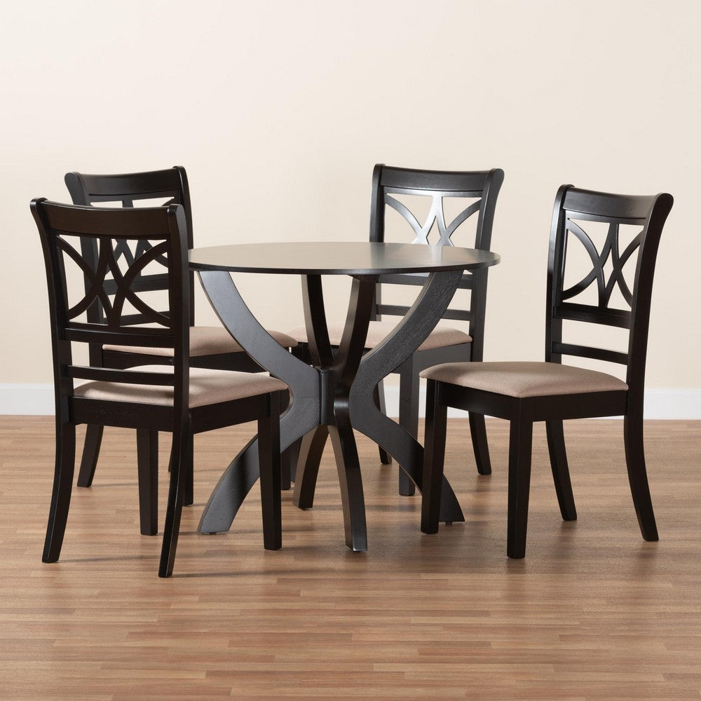 Baxton Studio - Noemi Dining Set in Beige/Dark Brown - Noemi-Sand/Dark Brown-5PC Dining Set view 9