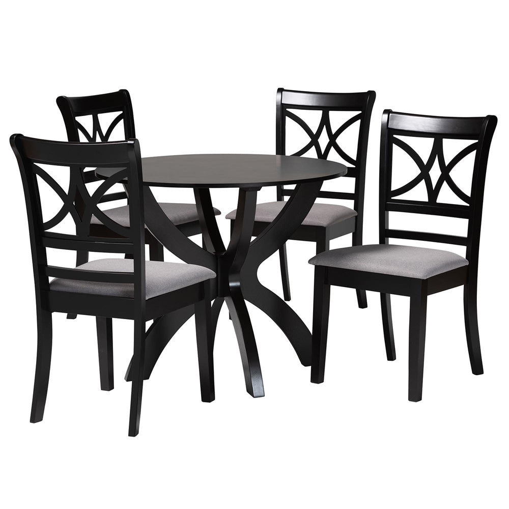 Baxton Studio - Noemi Dining Set in Grey/Dark Brown - Noemi-Grey/Dark Brown-5PC Dining Set view 1