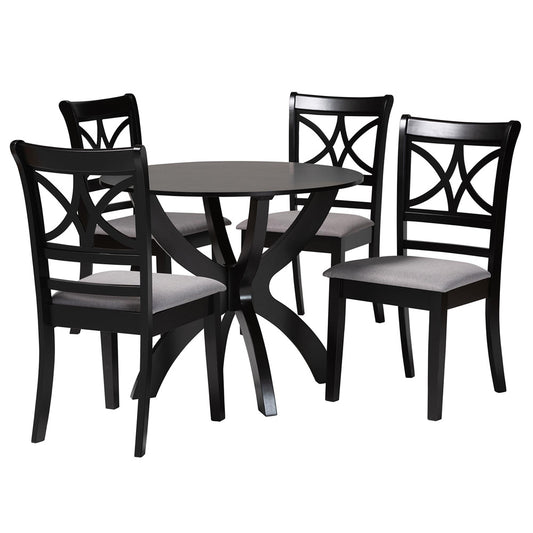 Baxton Studio - Noemi Dining Set in Grey/Dark Brown - Noemi-Grey/Dark Brown-5PC Dining Set view 1