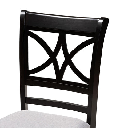 Baxton Studio - Noemi Dining Set in Grey/Dark Brown - Noemi-Grey/Dark Brown-5PC Dining Set view 5