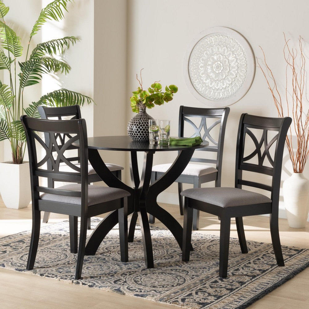 Baxton Studio - Noemi Dining Set in Grey/Dark Brown - Noemi-Grey/Dark Brown-5PC Dining Set view 8