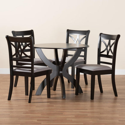 Baxton Studio - Noemi Dining Set in Grey/Dark Brown - Noemi-Grey/Dark Brown-5PC Dining Set view 9