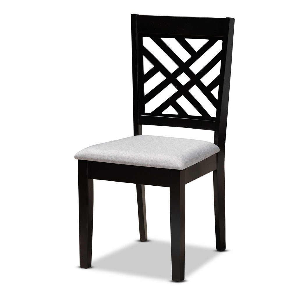 Baxton Studio - Norah Dining Set in Grey/dark brown - Norah-Grey/Dark Brown-7PC Dining Set view 2