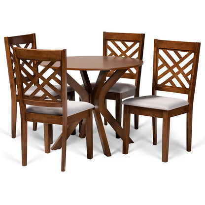 Baxton Studio - Norah Dining Set in Grey/walnut brown - Norah-Grey/Walnut-5PC Dining Set view 1