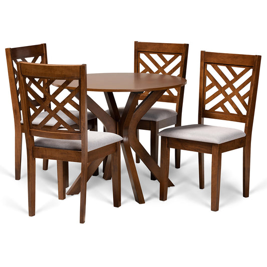 Baxton Studio - Norah Dining Set in Grey/walnut brown - Norah-Grey/Walnut-5PC Dining Set view 1