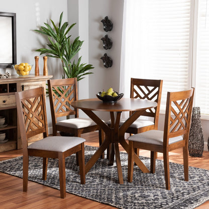 Baxton Studio - Norah Dining Set in Grey/walnut brown - Norah-Grey/Walnut-5PC Dining Set view 7