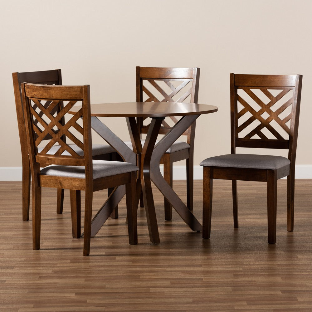 Baxton Studio - Norah Dining Set in Grey/walnut brown - Norah-Grey/Walnut-5PC Dining Set view 8