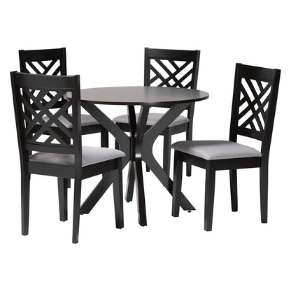 Baxton Studio - Norah Dining Set in Light Grey/Dark Brown - Norah-Grey/Dark Brown-5PC Dining Set view 1