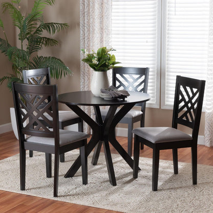 Baxton Studio - Norah Dining Set in Light Grey/Dark Brown - Norah-Grey/Dark Brown-5PC Dining Set view 8