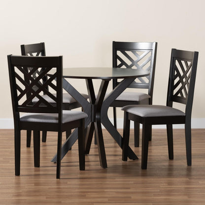 Baxton Studio - Norah Dining Set in Light Grey/Dark Brown - Norah-Grey/Dark Brown-5PC Dining Set view 9