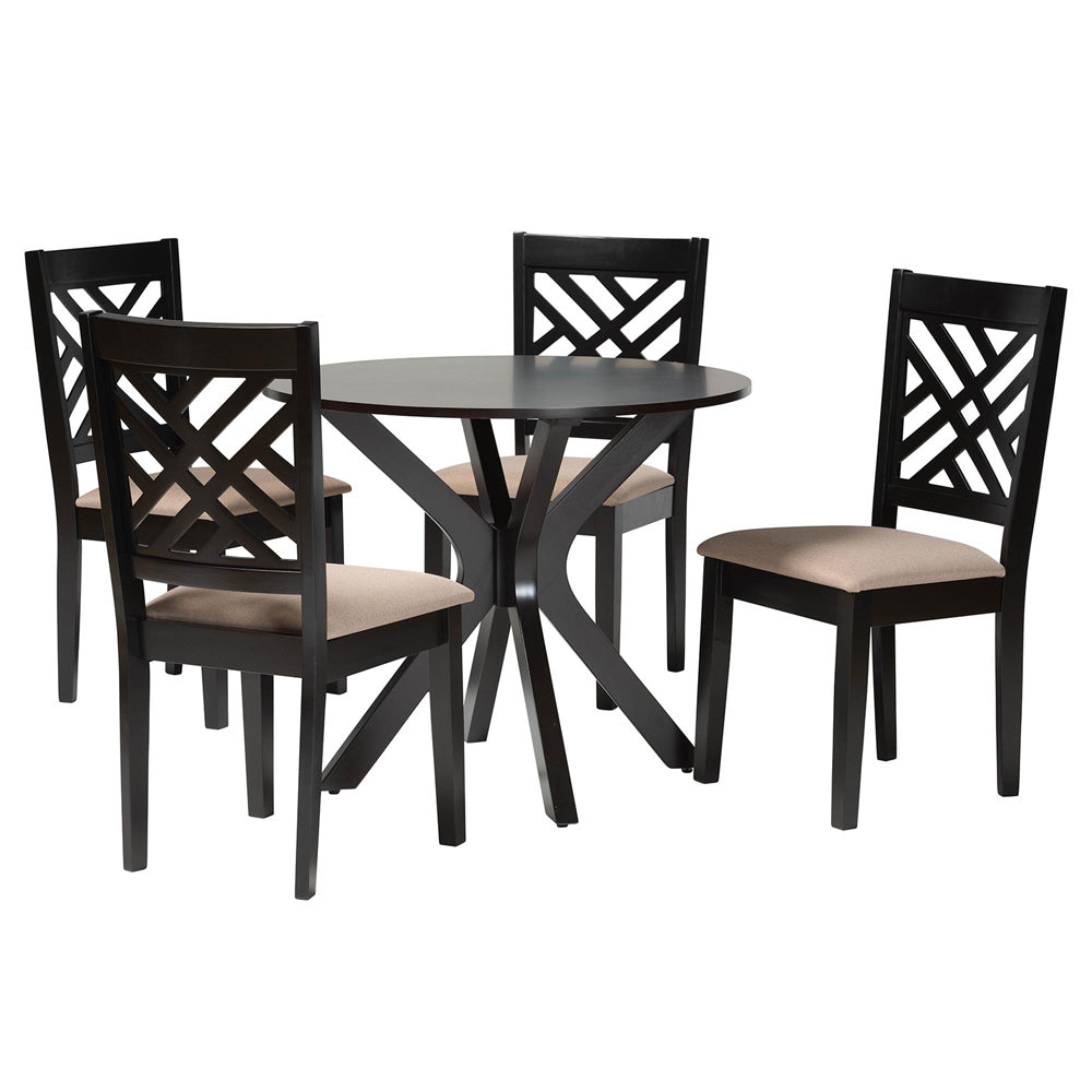 Baxton Studio - Norah Dining Set in Sand/Dark Brown - Norah-Sand/Dark Brown-5PC Dining Set view 1