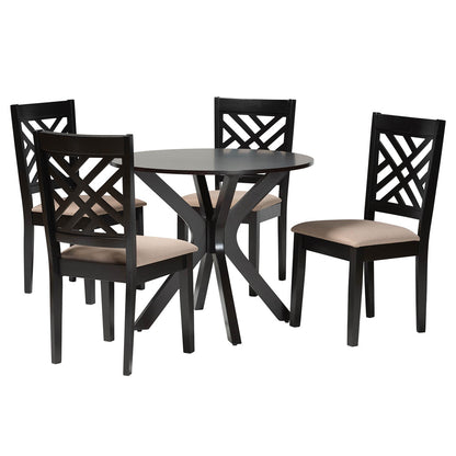 Baxton Studio - Norah Dining Set in Sand/Dark Brown - Norah-Sand/Dark Brown-5PC Dining Set view 1