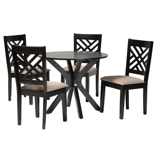 Baxton Studio - Norah Dining Set in Sand/Dark Brown - Norah-Sand/Dark Brown-5PC Dining Set view 1