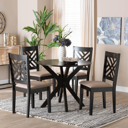 Baxton Studio - Norah Dining Set in Sand/Dark Brown - Norah-Sand/Dark Brown-5PC Dining Set view 8