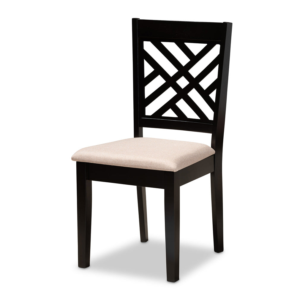 Baxton Studio - Norah Dining Set in Sand/dark brown - Norah-Sand/Dark Brown-7PC Dining Set view 2