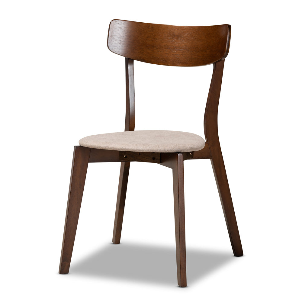 Baxton Studio - Nori Dining Set in Light Beige/Walnut - Iora/Fiesta-Latte/Walnut-5PC Dining Set view 2