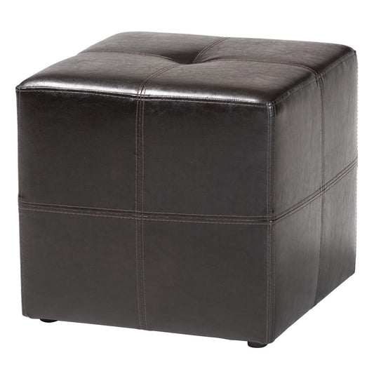 Baxton Studio - Nox Ottoman in Dark Brown - ST-19-Dark Brown view 1