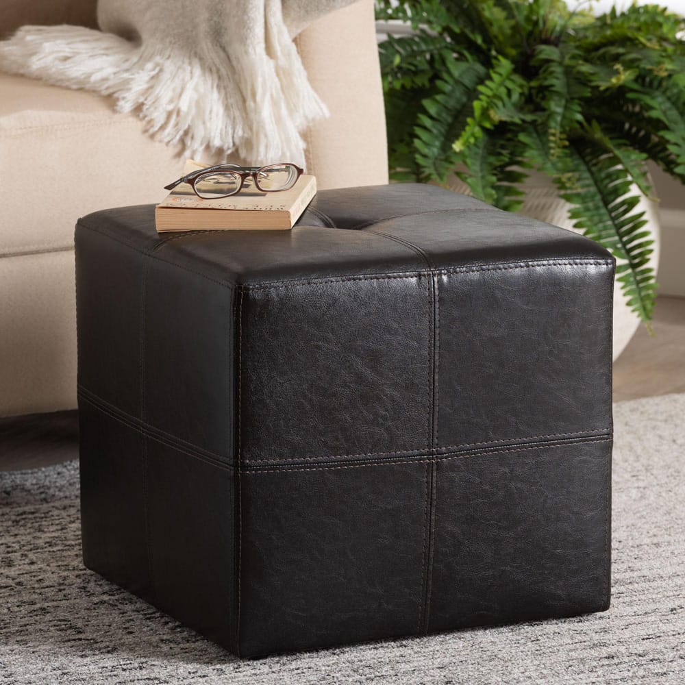 Baxton Studio - Nox Ottoman in Dark Brown - ST-19-Dark Brown view 6