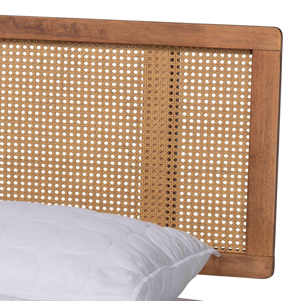 Baxton Studio - Nura Full Bedroom Set in Walnut Brown/Brown - Nura-Ash Walnut Rattan-Full 4PC Bedroom Set view 9