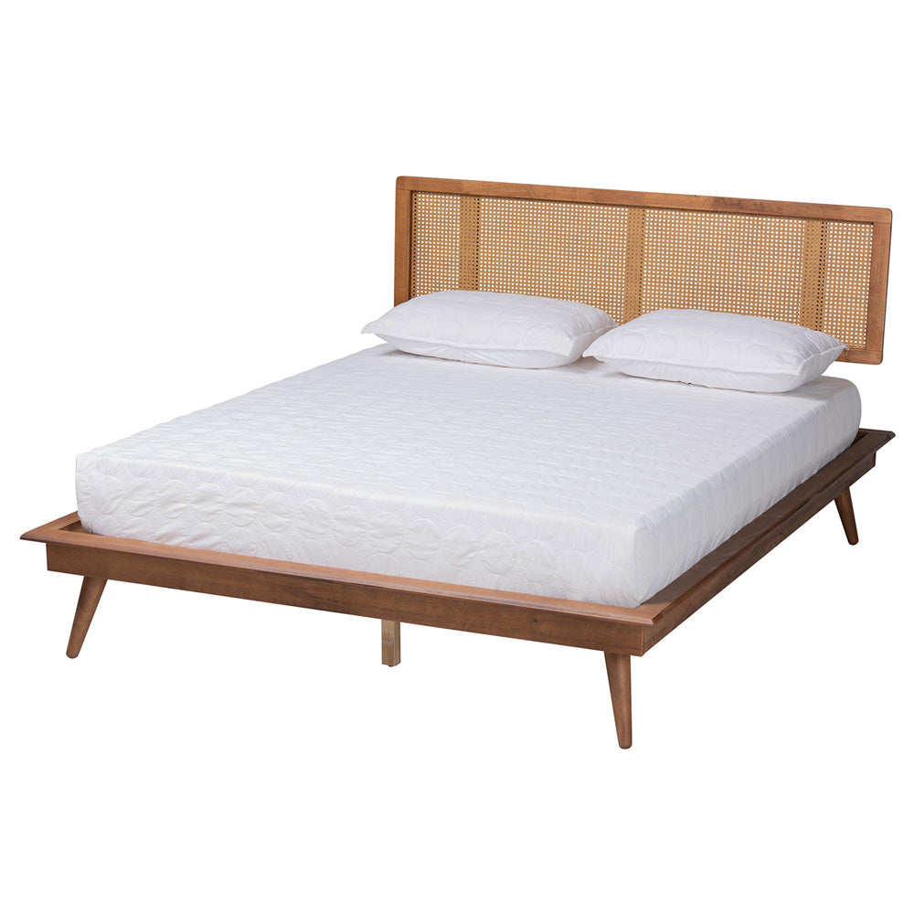 Baxton Studio - Nura King Bedroom Set in Walnut Brown/Brown - Nura-Ash Walnut Rattan-King 5PC Bedroom Set view 3