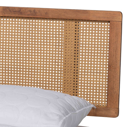 Baxton Studio - Nura King Size Bed in Walnut Brown - Nura-Ash Walnut Rattan-King view 4