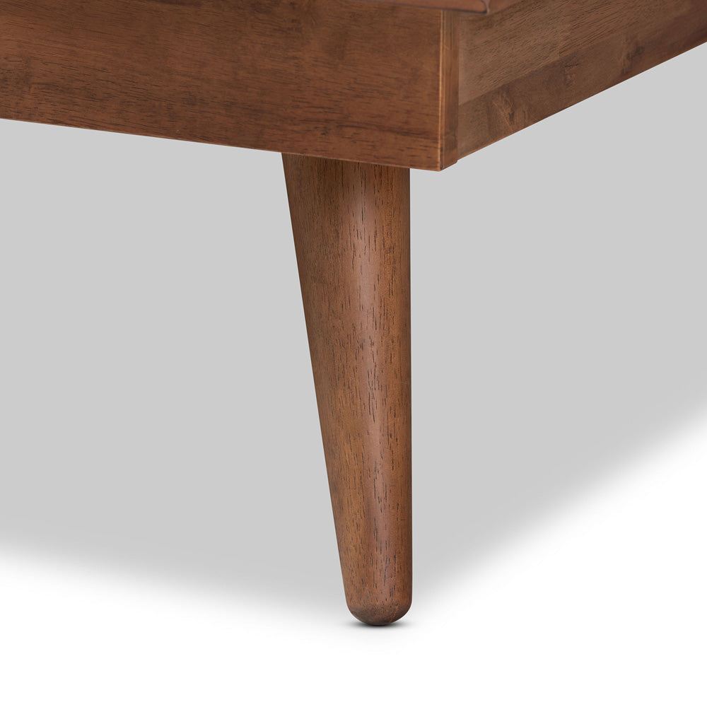 Baxton Studio - Nura King Size Bed in Walnut Brown - Nura-Ash Walnut Rattan-King view 5