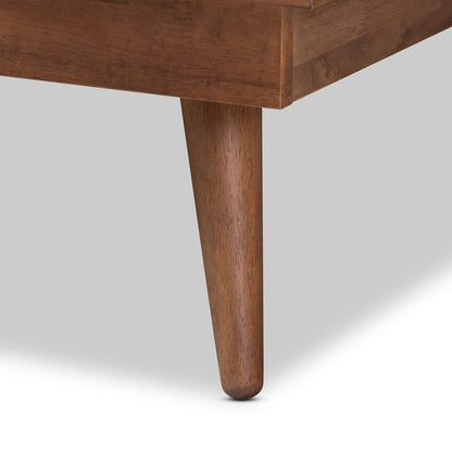 Baxton Studio - Nura King Size Bed in Walnut Brown - Nura-Ash Walnut Rattan-King view 5