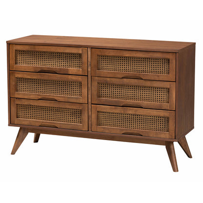 Baxton Studio - Nura Queen Bedroom Set in Walnut Brown/Brown - Nura-Ash Walnut Rattan-Queen 5PC Bedroom Set view 6