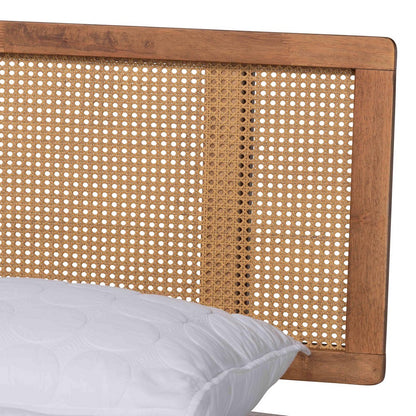 Baxton Studio - Nura Queen Bedroom Set in Walnut Brown/Brown - Nura-Ash Walnut Rattan-Queen 5PC Bedroom Set view 9