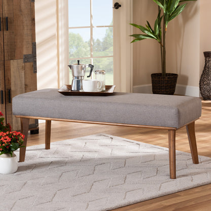 Baxton Studio - Odessa Dining Bench in Grey/walnut brown - BBT8054-Grey/Walnut-Bench view 5