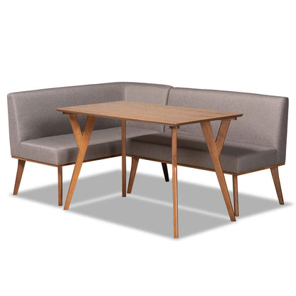 Baxton Studio - Odessa Dining Set in Grey/walnut brown - BBT8054-Grey/Walnut-3PC Dining Nook Set view 1