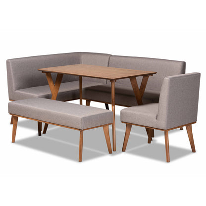 Baxton Studio - Odessa Dining Set in Grey/walnut brown - BBT8054-Grey/Walnut-5PC Dining Nook Set view 1