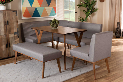 Baxton Studio - Odessa Dining Set in Grey/walnut brown - BBT8054-Grey/Walnut-5PC Dining Nook Set view 10